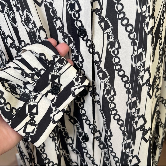 DREW Everly Chain Blouse Semi Sheer Button-up Dressy Shirt Top Made in USA Sz L - Picture 5 of 8